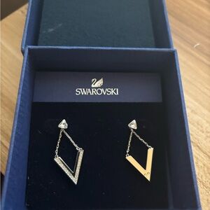 Swarovski Gold and Silver Geometric Earrings